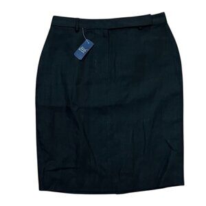 Brooks Brothers Black Irish Linen Pencil Skirt Womens Size 10 NEW NOS